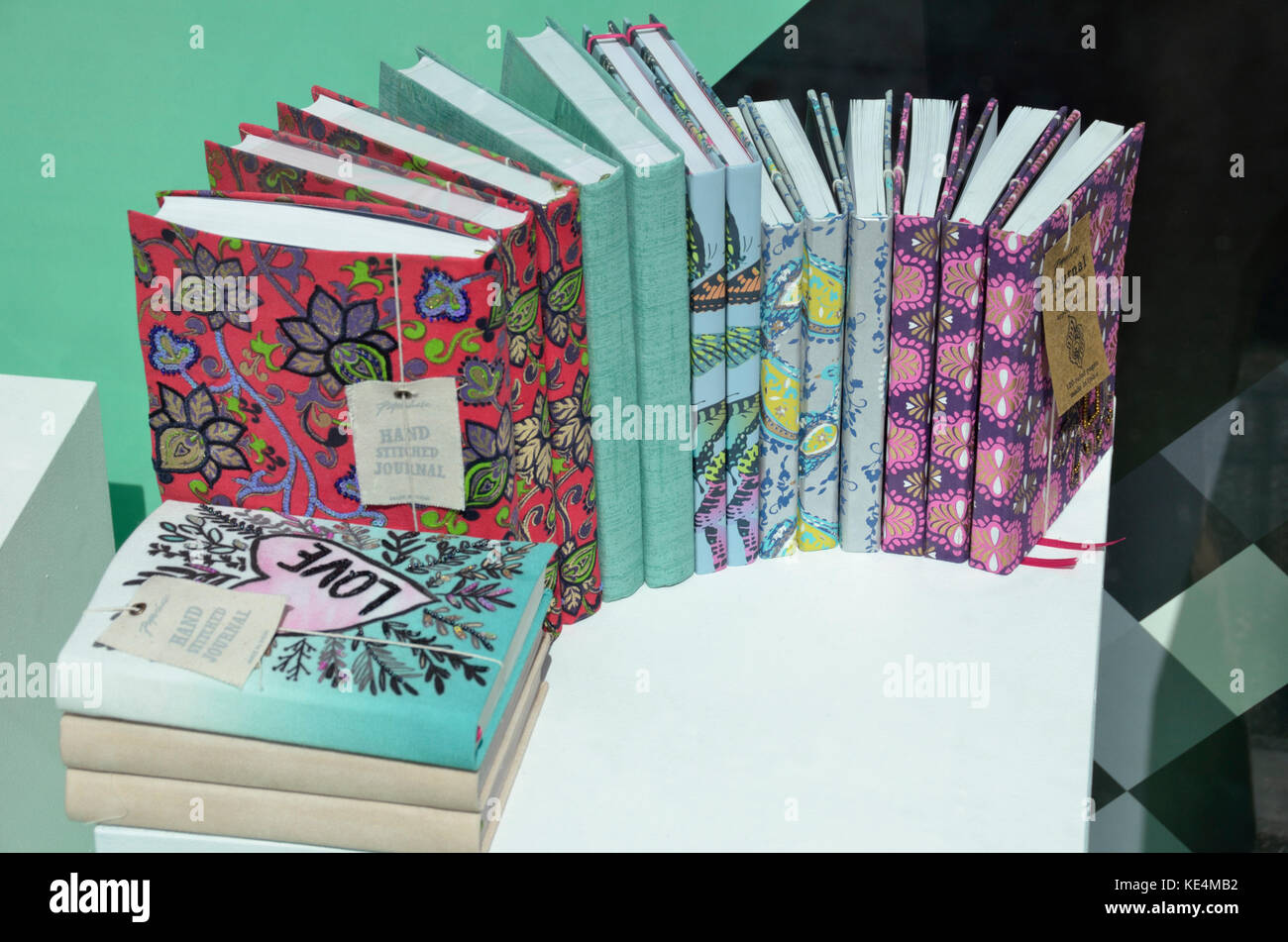 Colourful notebook shop display Stock Photo Alamy