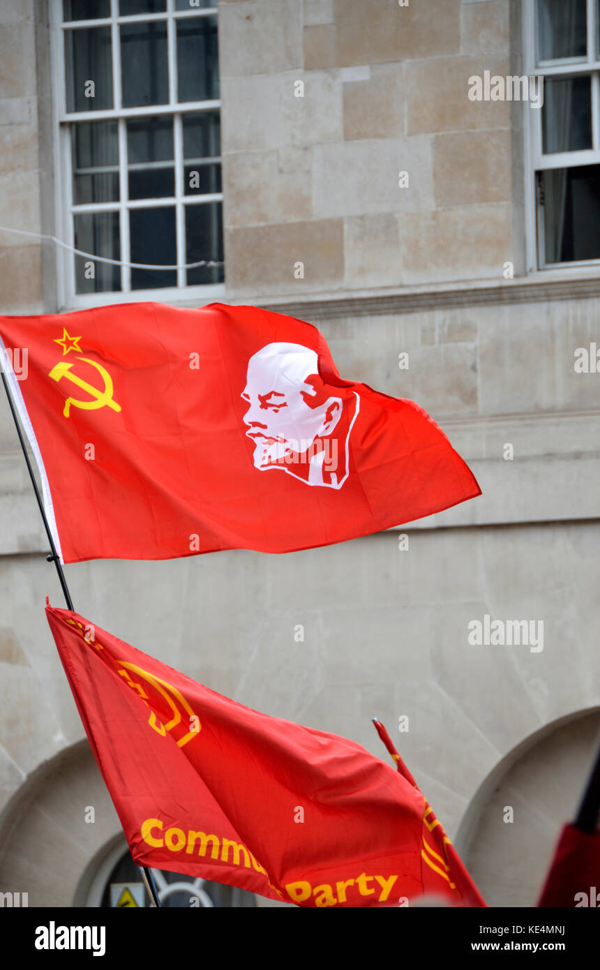 Russian Communist Party flags. Stock Photo