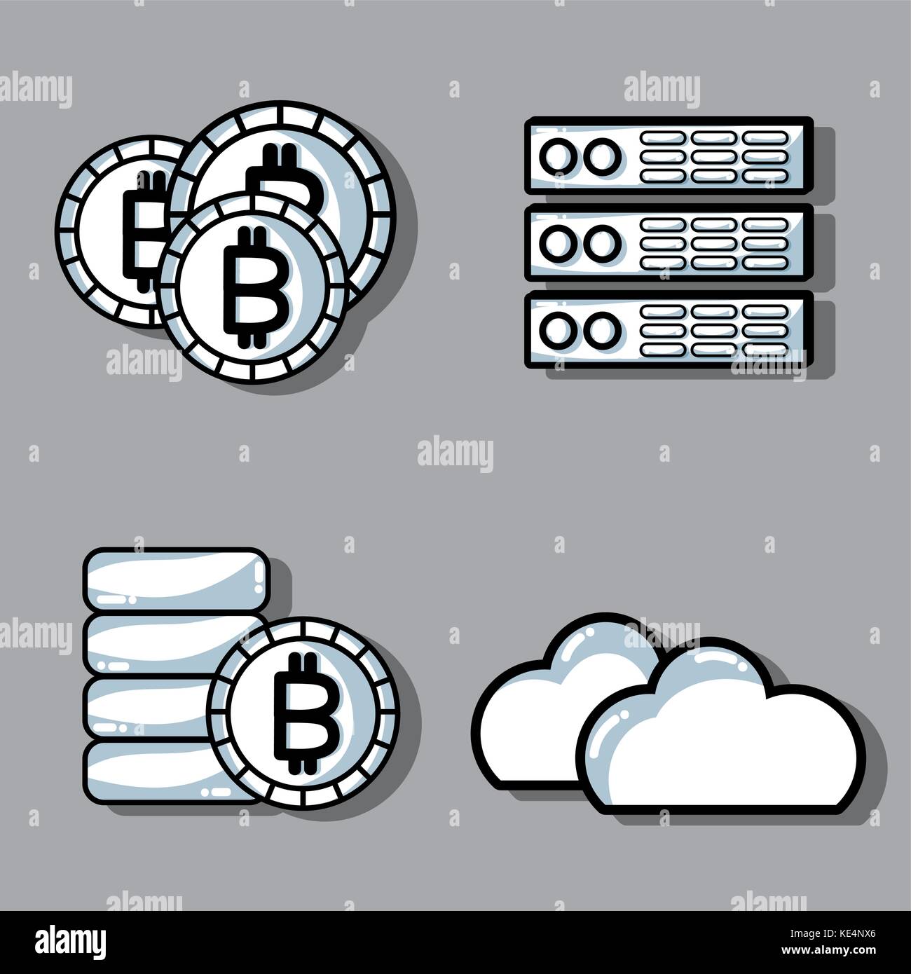 set blockchain security technology with data center Stock Vector Image ...