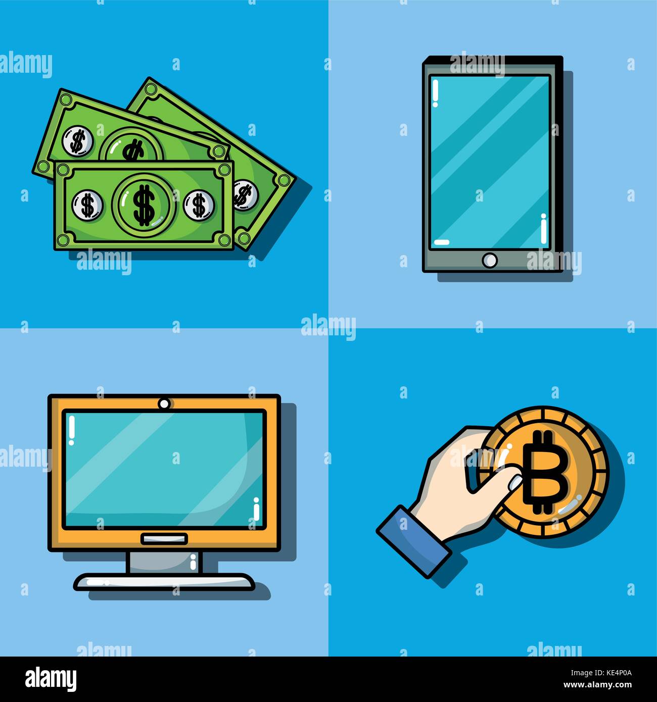 set blockchain security technology with data center Stock Vector Image ...