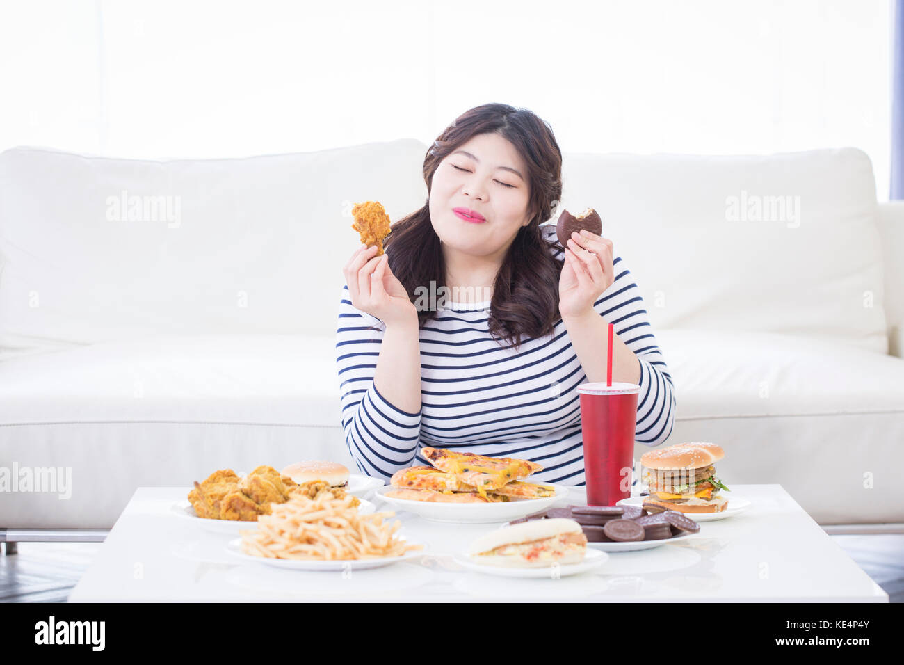 lifestyle-of-young-fat-woman-stock-photo-alamy