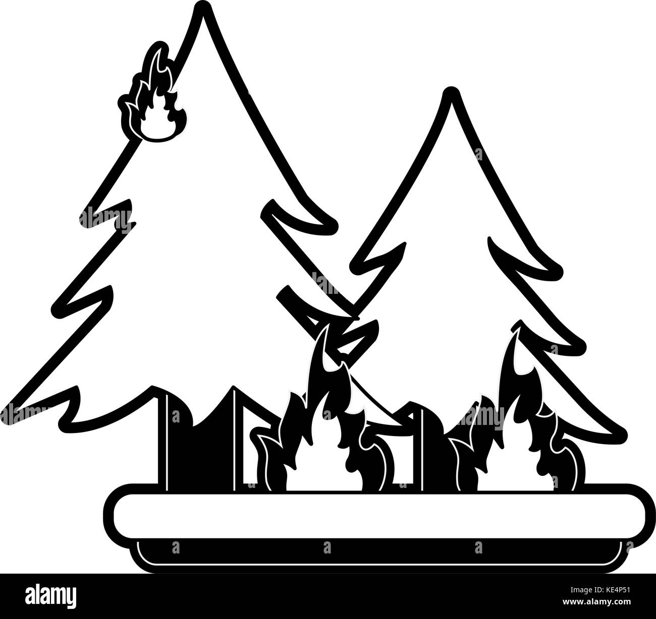 Forest Fire Clipart Black And White / Forest fire vector illustration