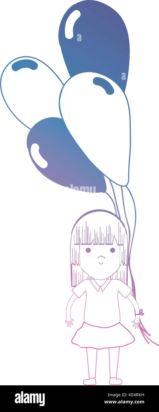 line girl with hairstyle and balloons in the hand Stock Vector Image ...