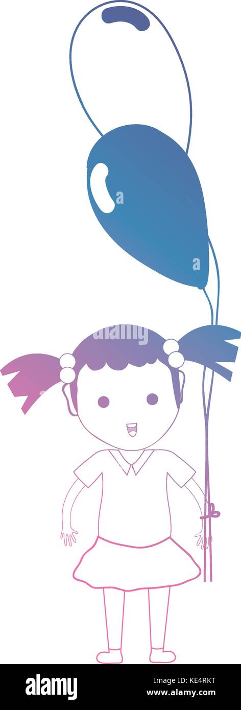 line girl with hairstyle and balloons in the hand Stock Vector Image ...