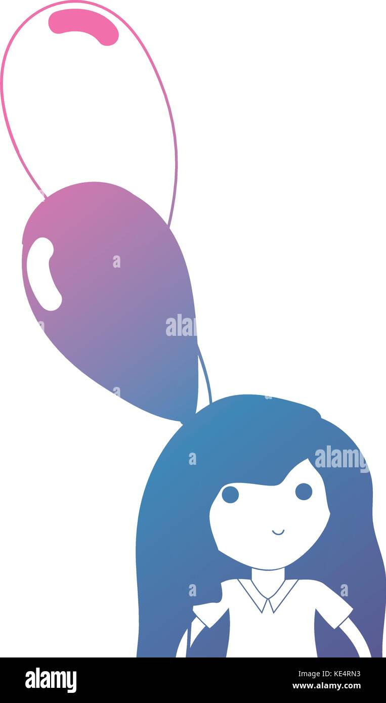 line girl with hairstyle and balloons in the hand Stock Vector Image ...