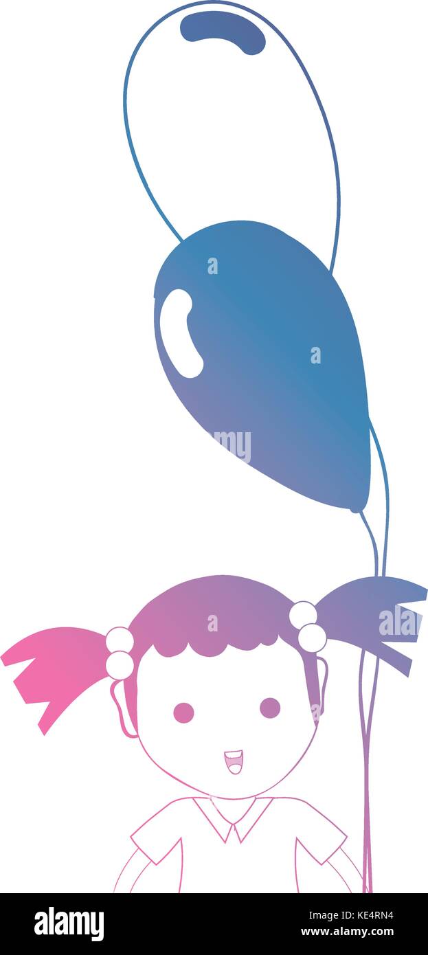 line girl with hairstyle and balloons in the hand Stock Vector Image ...