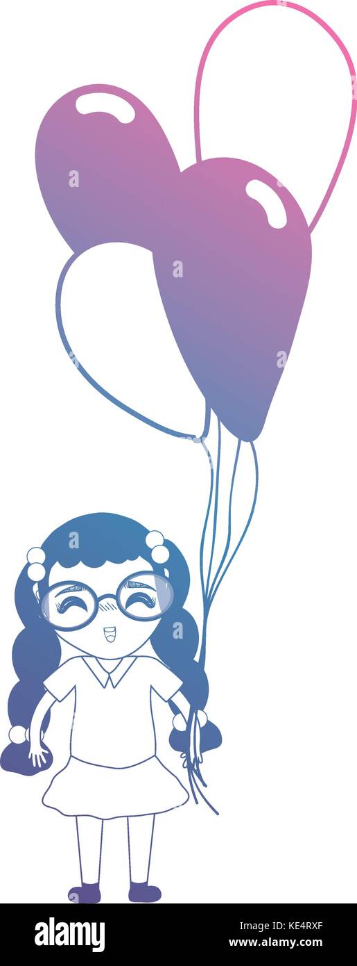 line girl with hairstyle and balloons in the hand Stock Vector Image ...