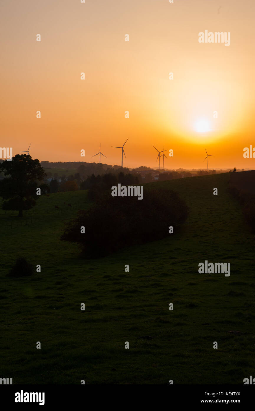 Sunset over the Kleinbettingen's fields, Luxembourg Stock Photo