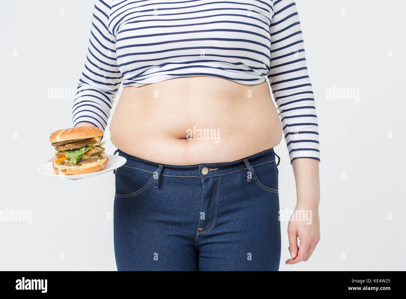 Body line of young fat woman Stock Photo - Alamy
