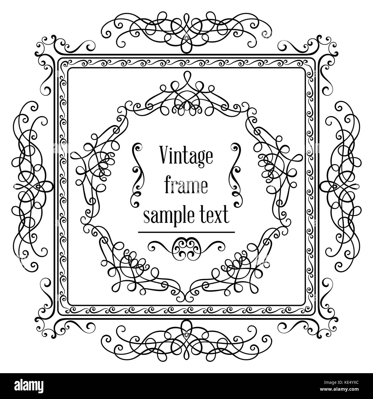 Vintage Ornamental Greeting Card Vector Template With Frame And