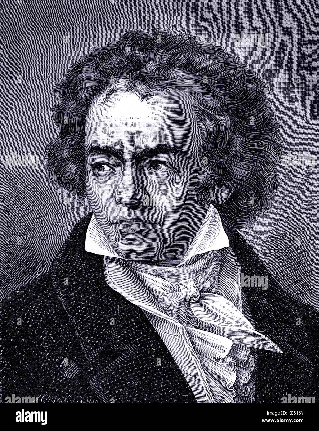 Ludwig van Beethoven - portrait of the German composer. 17 December  1770- 26 March 1827. Stock Photo