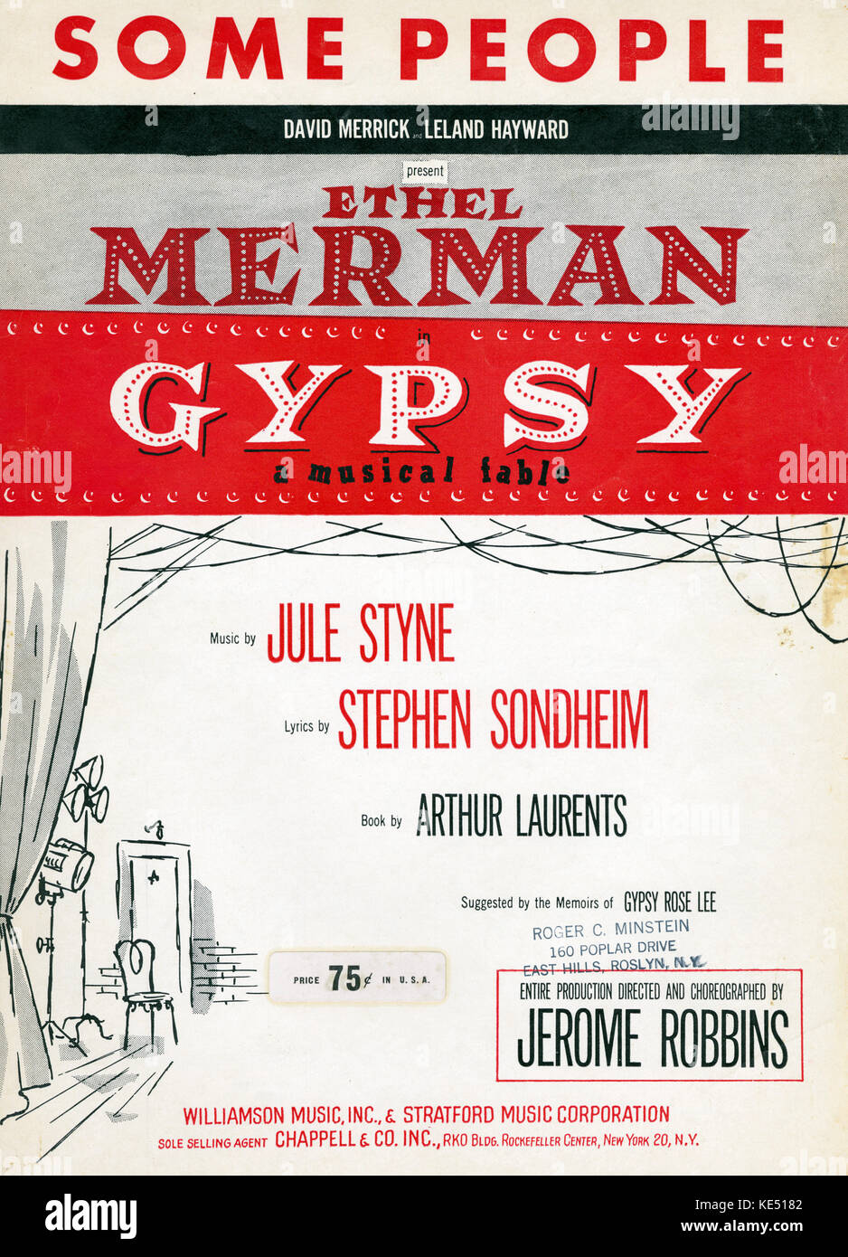 Gypsy - a musical fable score cover - lyrics by Stephen Sondheim & music by Jule Styne. Published by Williamson Music, USA, 01959. Score for 'Some People'. Stock Photo