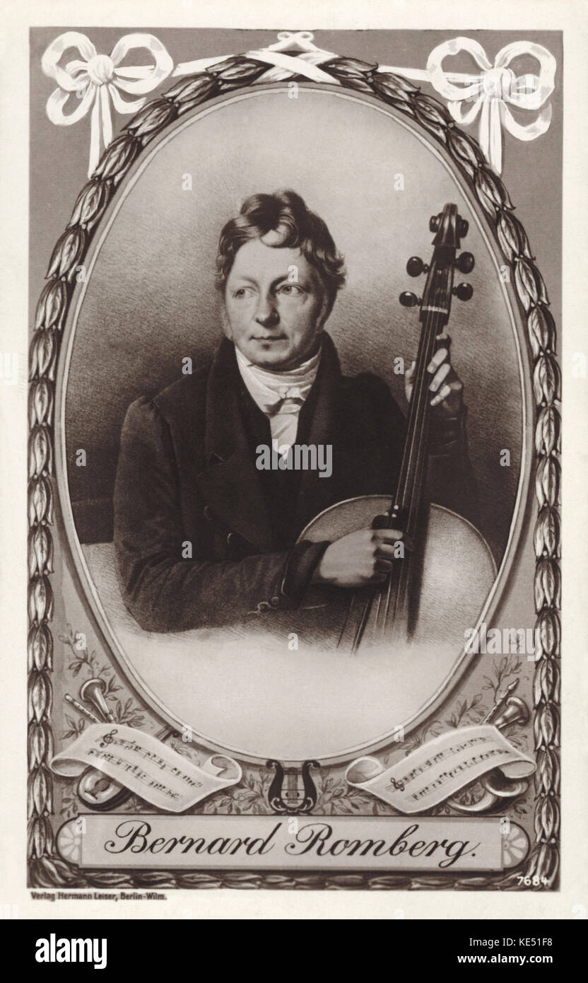 Bernard Romberg holding cello. - German cellist. BR: November 1767 -  13 August 1841. Stock Photo