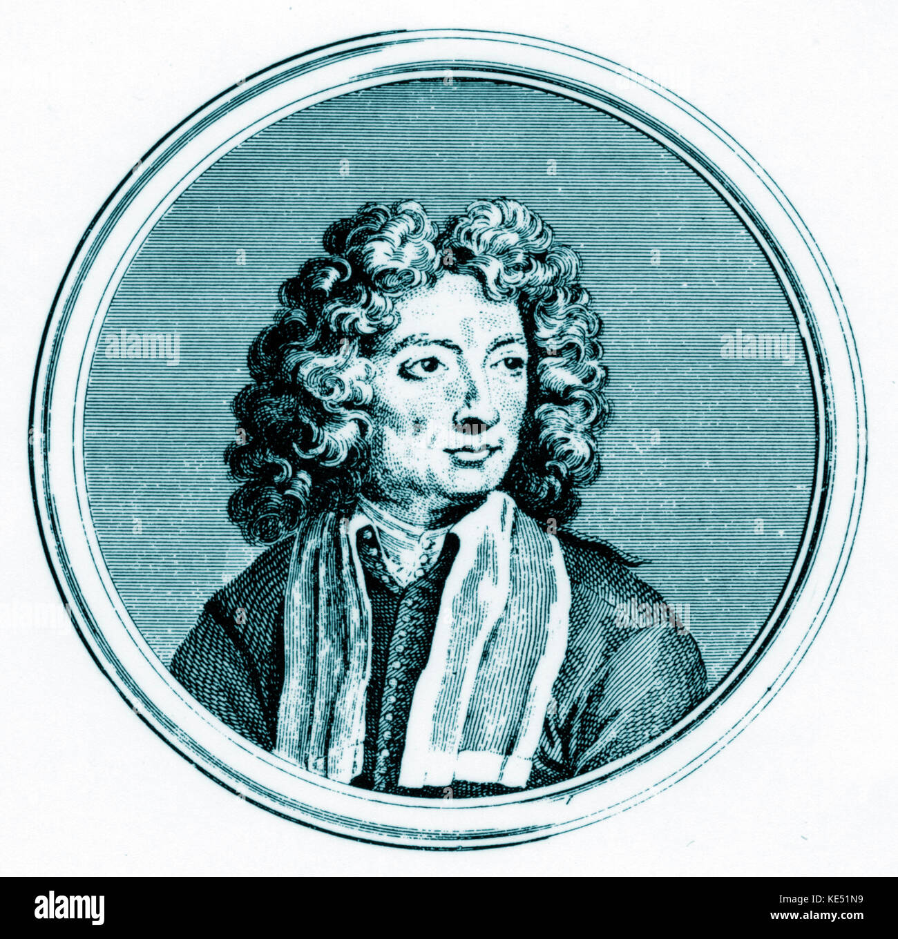 Arcangelo Corelli  portrait.  Italian composer & violinist. 17 February 1653 - 8 January 1713 Stock Photo