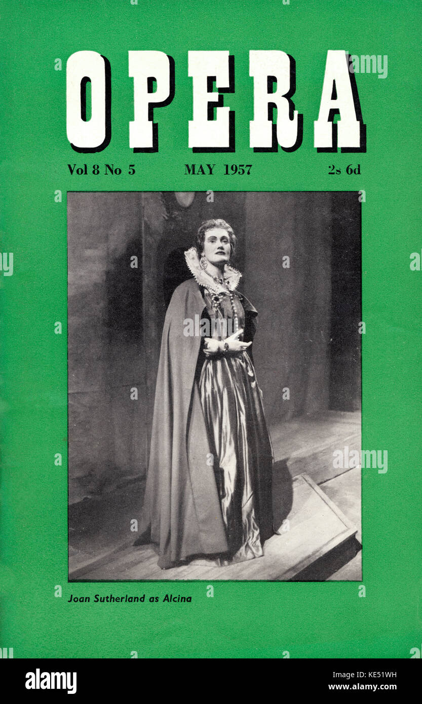 Joan Sutherland in title role as Alcina in opera by Handel  on cover of Opera magazine, May 1957. Australian soprano 7 November 1926 -. Stock Photo
