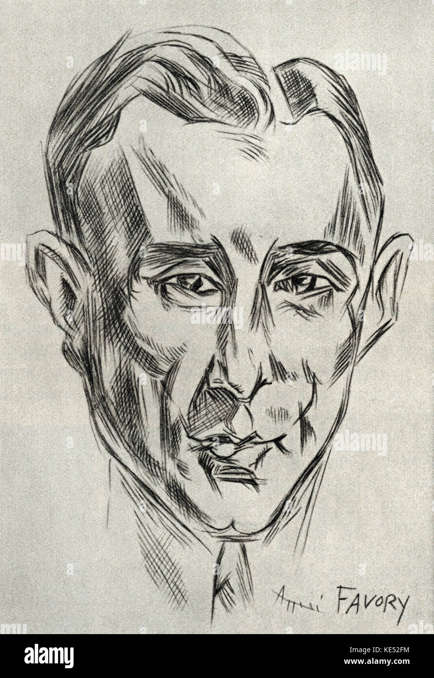 Maurice Ravel - drawing by André Favory  1888–1937. French composer, 17 March 1875 - 28 December 1937. Stock Photo