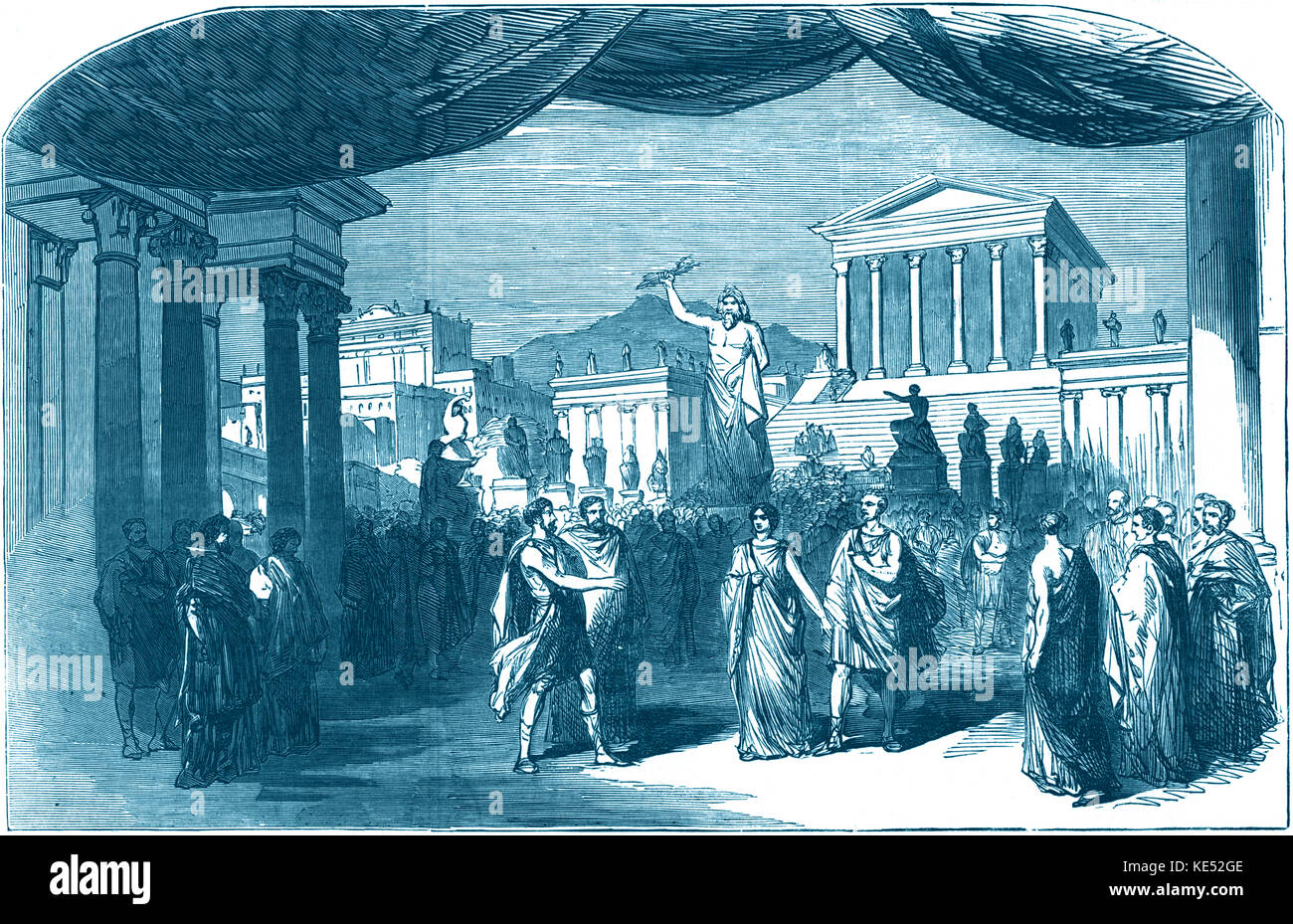 I Martiri / The Martyrs by Donizetti at  Royal Italian Opera, Covent Garden London 1852. 'Procession in the Forum'. Performers: Julienne, Tamberlik, Ronconi, Marini, Conductor Costa. Originally called Poliuto. Source:Illustrated London News 1852..   Italian composer , 29th November 1797 - 8th April 1848 Stock Photo