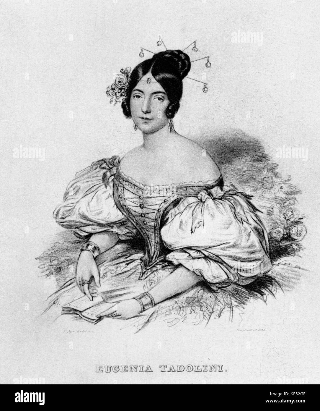 Eugenia Tadolini - portrait of the Italian soprano.  1809 - 1851. Stock Photo
