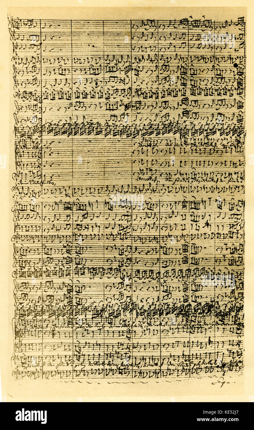 Johann Sebastian Bach 's handwritten manuscript score for his cantata 'Gott ist mein König' (God is My King), 1708.BWV 71. The only one of Bach 's cantatas published during his lifetime. JSB, German composer: 21 March 1685 - 28 July 1750. Stock Photo