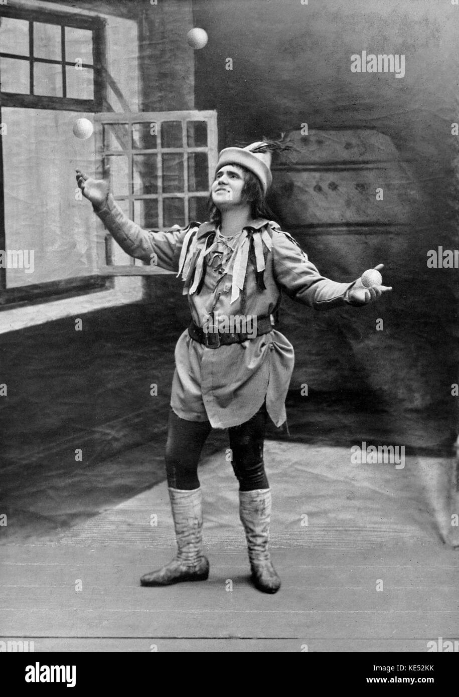 Maréchal as Jean - (Juggler of Notre Dame) 'Miracle' in three acts.  Poem by Mauice Léna, music by Jules  Massenet.  Performed at the Théatre National de l'Opéra Comique. 1904. JM:  French composer, 12 May 1842 – 13 August  1912. Stock Photo