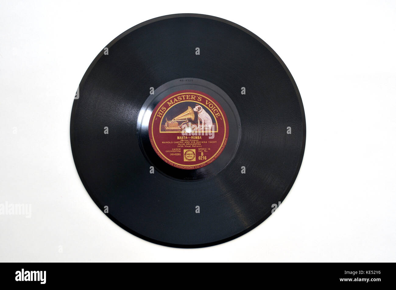 78rpm record by  HMV Single sided record c.1910. Recording by Luisa Tetrazzini of Last Rose of Summer. Stock Photo