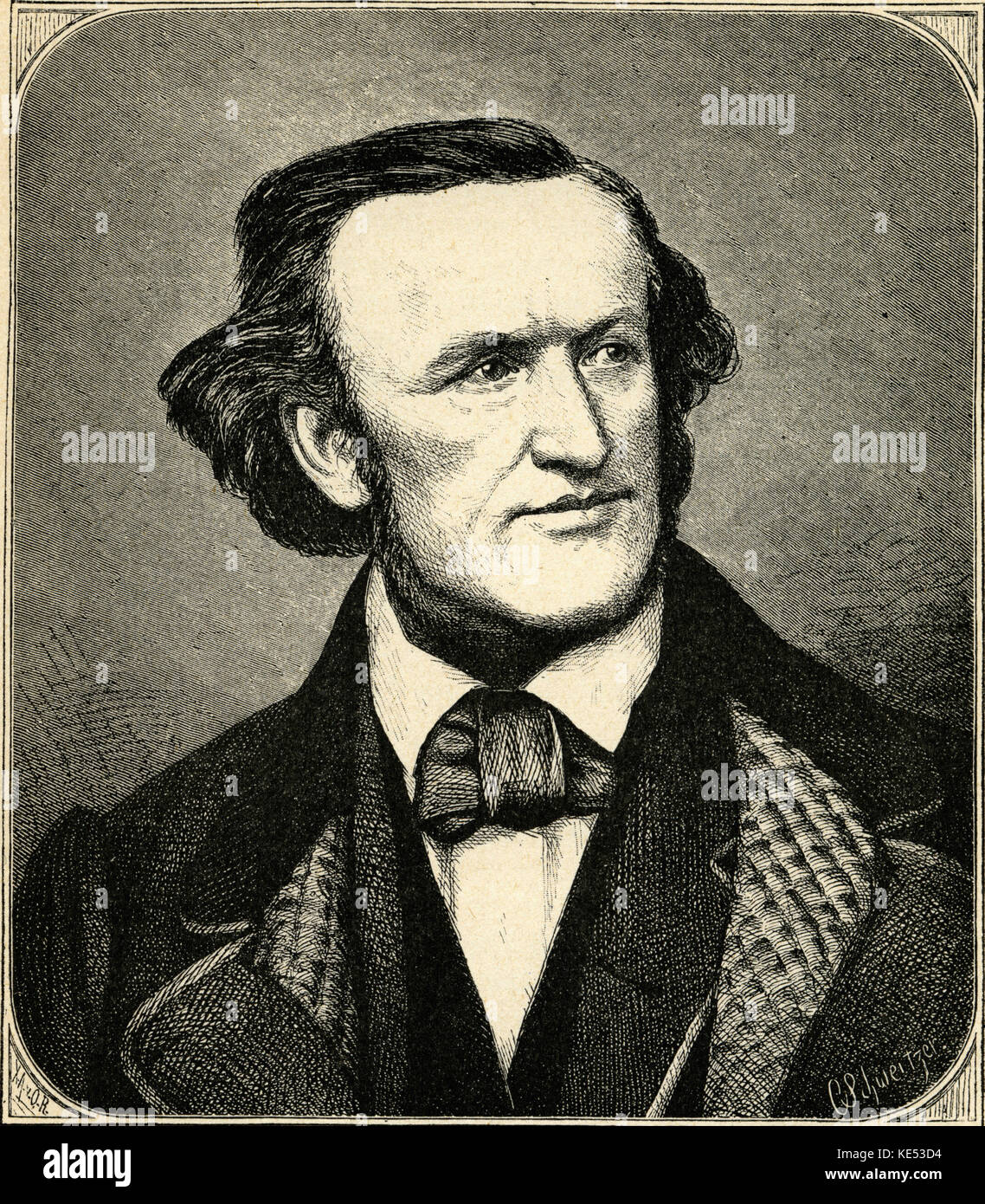 Richard Wagner, after an engraving by C.Schweitzer. German composer & author, 22 May 1813 - 13 February 1883. Stock Photo