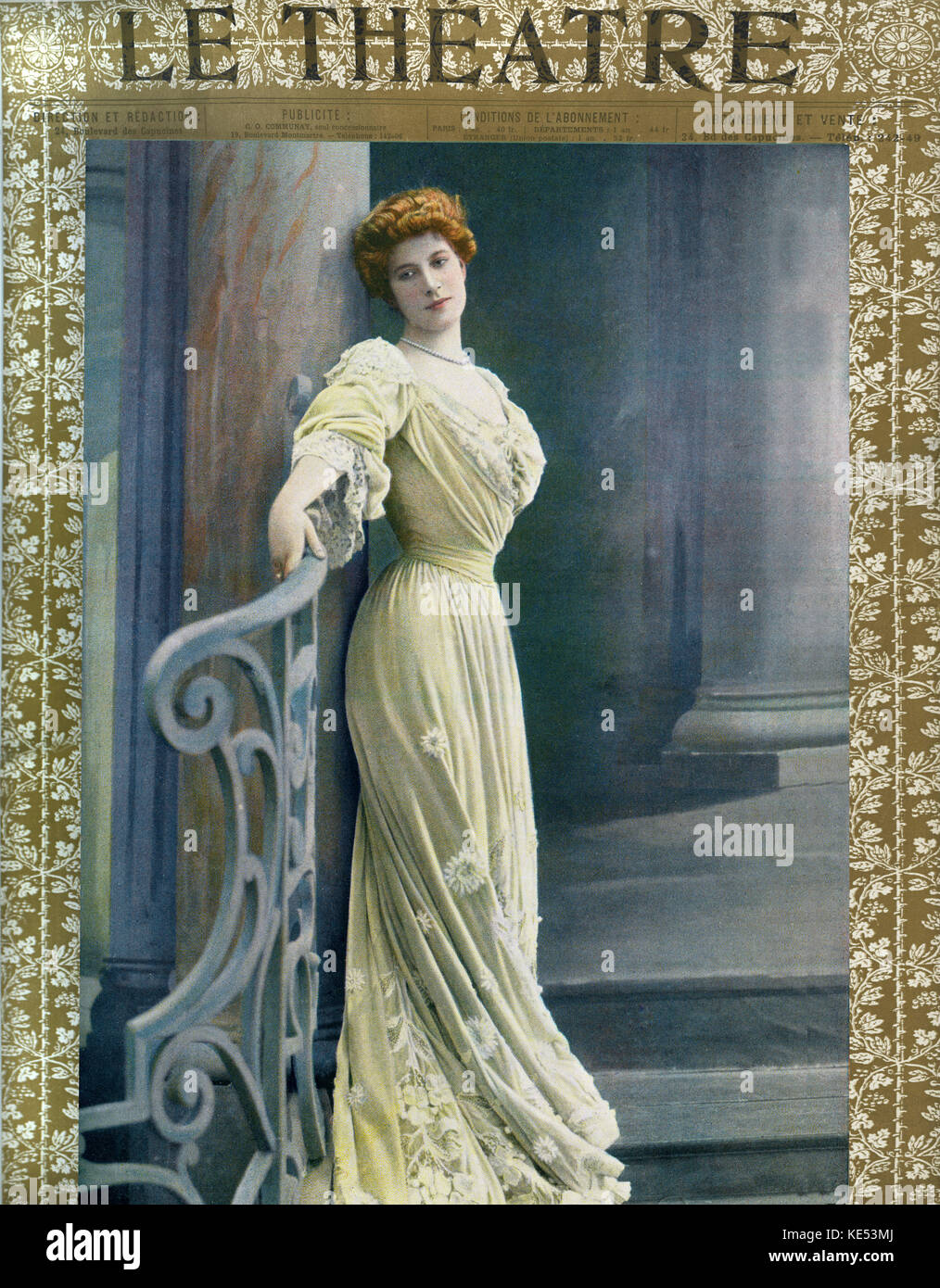 Martha Brandes in L'Escalade by Maurice Donnay at Theatre de la Rennaissance in role on cover of Le Theatre November 1904. Stock Photo