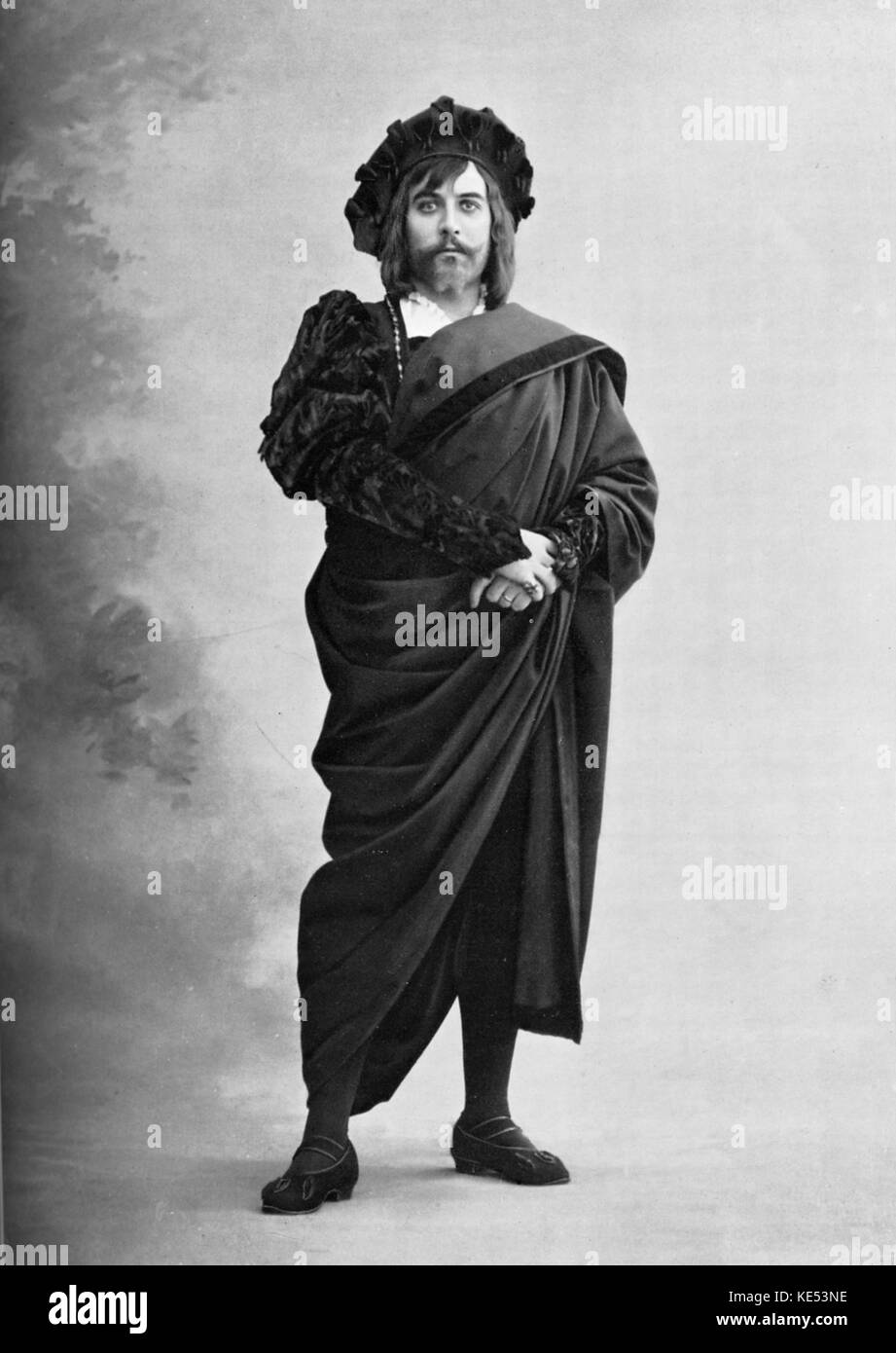 Maurice Renaud in title role in 'Hamlet'  by Ambroise Thomas at the Opera. Le Theatre no 136, Agoust 1904. MR: French operatic baritone 1860? - 1933. Photo by Du Guy. French composer, 5 August 1811 - 12 February 1896. Stock Photo