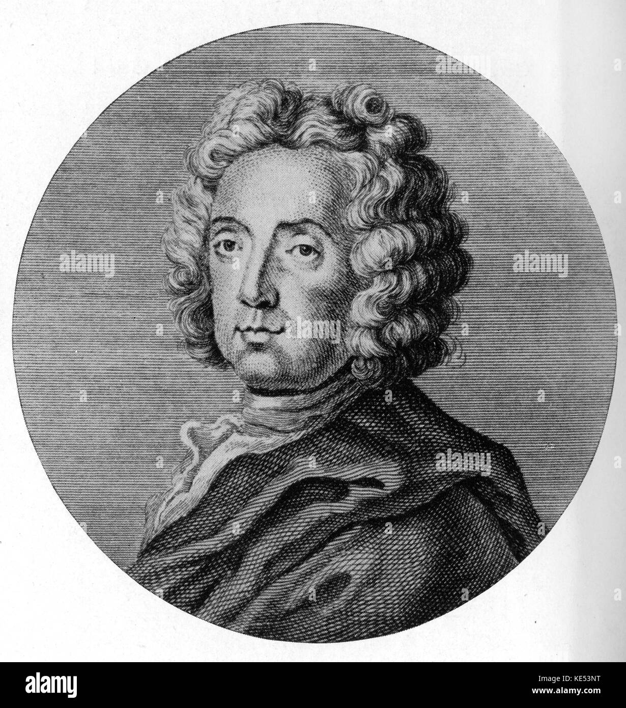 Giovanni (Battista ) Buononcini / Bononcini.  Worked in London at the same time as Handel.  Italian Baroque composer and cellist, 18 July 1670  – 9 July 1747 Stock Photo