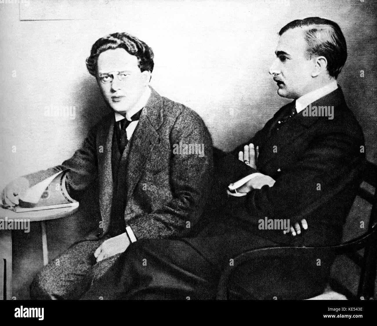 Szymanowski, Karol (right of pic) - portrait 1912 with  Grzegorz Fitelberg.    Polish composer, 6 October 1882 - 28 March 1937.  G  F: Polish conductor, violinist and composer October 18, 1879 - June 10, 1953 . Stock Photo
