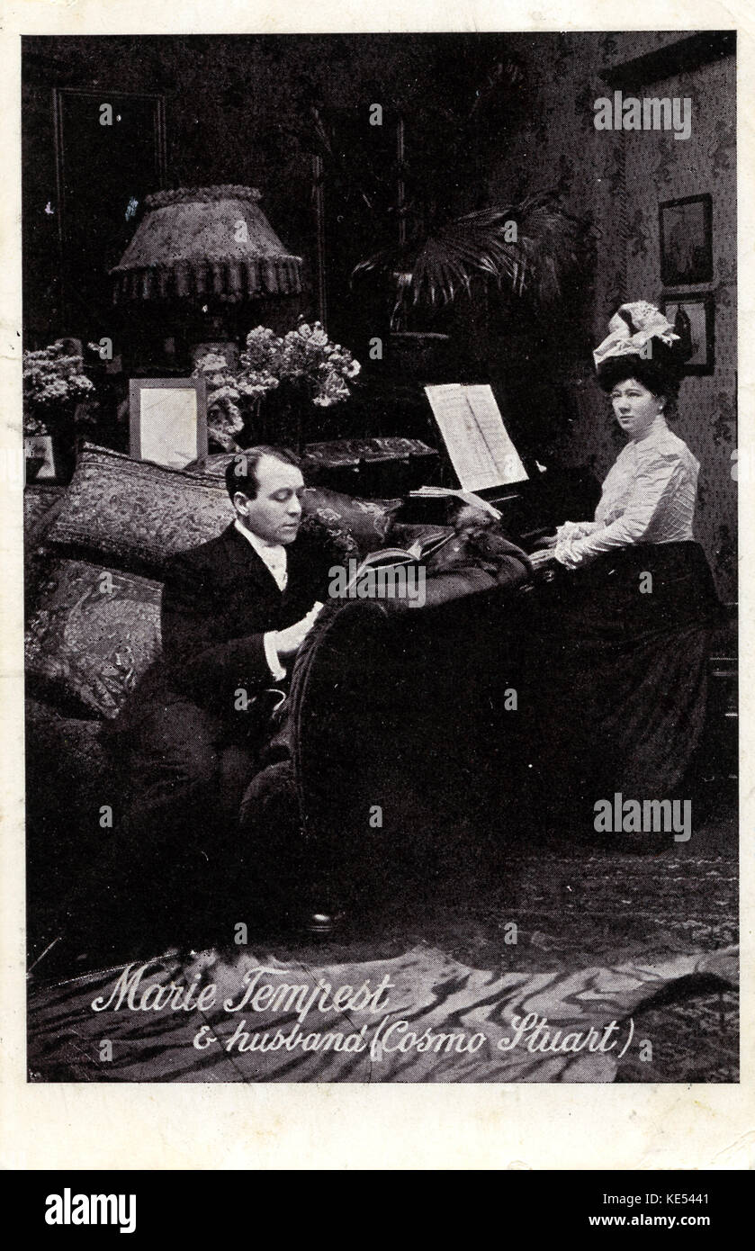 Marie Tempest & Husband Cosmo Stuart - English singer and actress known as the 'queen of her profession'. Tempest married playwright Cosmo Stuart, the son of Lord Alexander Gordon-Lennox in 1899. MT 15 July 1864 – 15 October 1942 Stock Photo