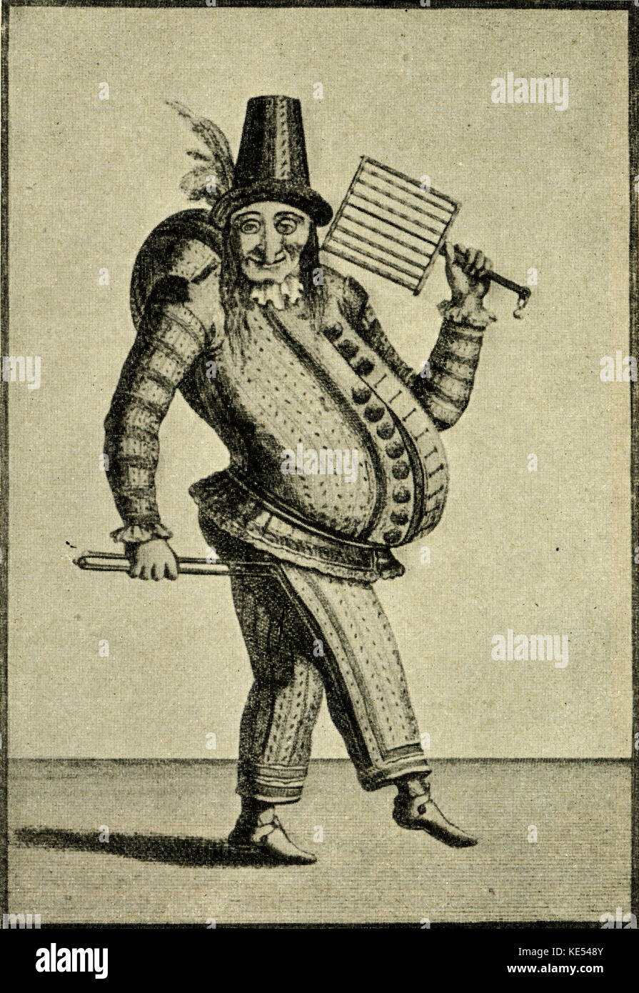 Pulcinella Pulcinella. Illustration by N. Bonnart, c. 1650. After Holl. German comedy. Character from Commedia dell'arte.( Punch and Judy) Stock Photo