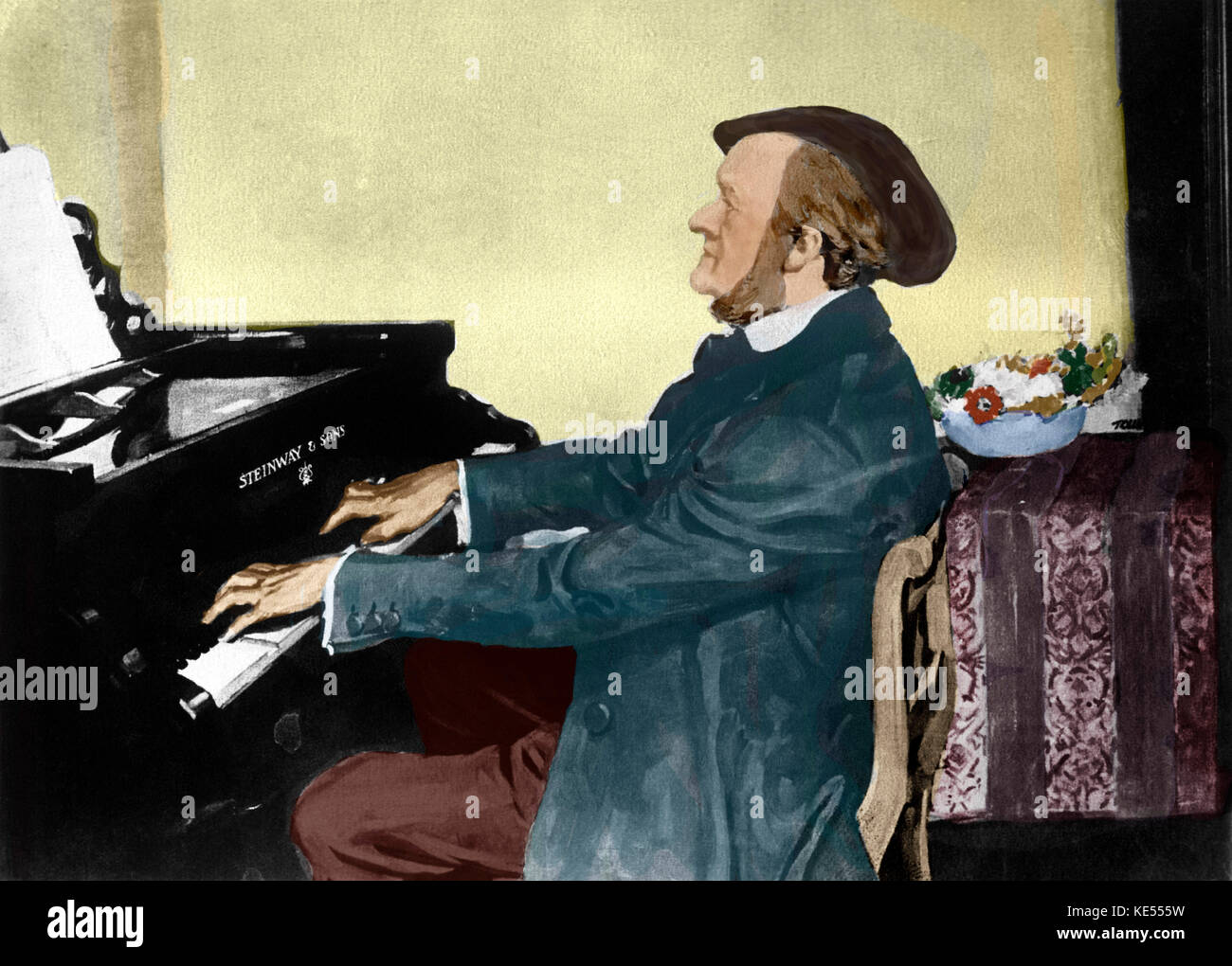 Richard WAGNER - playing piano Steinway Grand Piano German composer & author, 1813-1883 Stock Photo