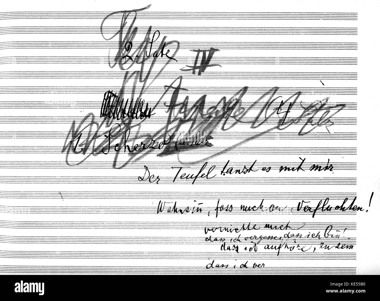Gustav Mahler 's Adagio from the 10th Symphony. Hand-written scores. Austrian composer, 7 July 1860 – 18 May 1911. Stock Photo