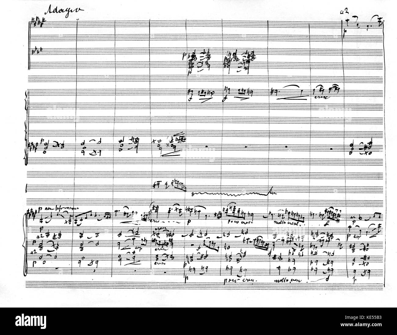 Gustav Mahler 's 10th Symphony - second page of the Adagio. Austrian composer, 7 July 1860 – 18 May 1911. Stock Photo