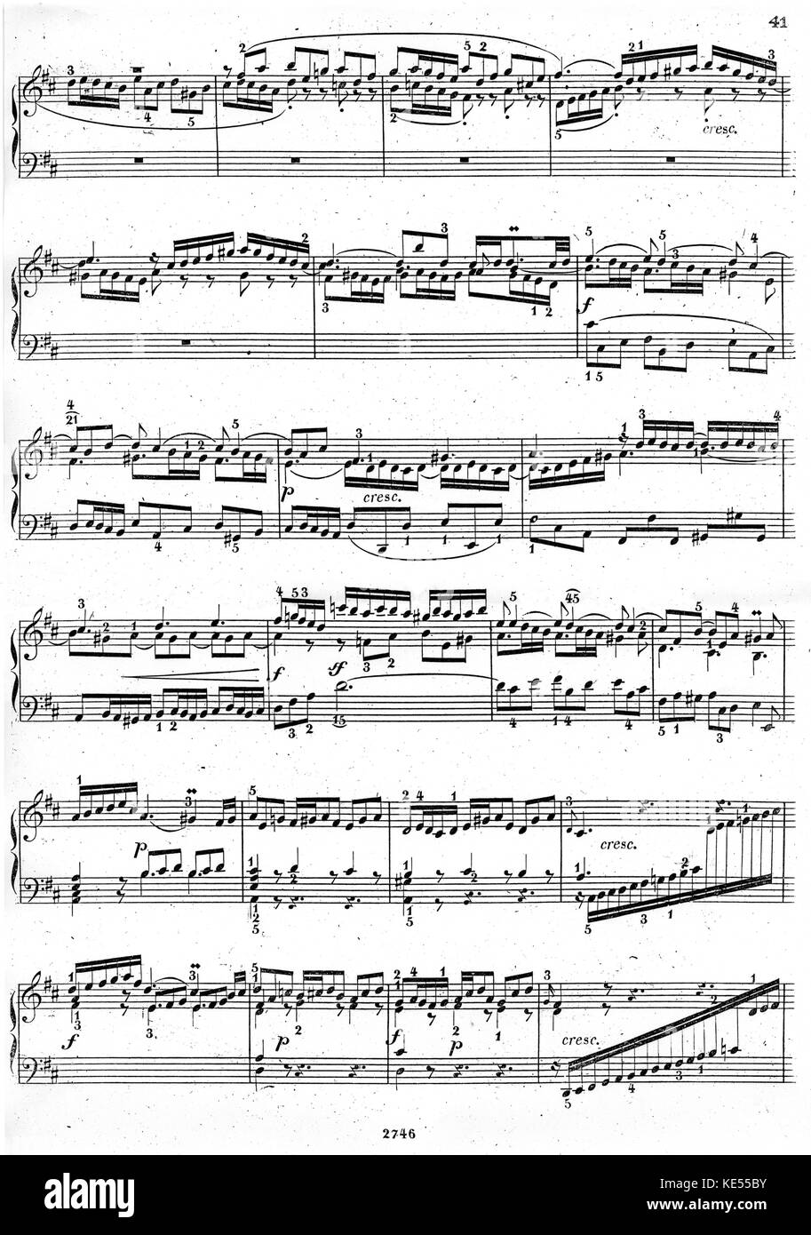 Second page of Bach 's  Partita no.4, BWV 828. Fourth in a set of six harpsichord suites written by Johann Sebastian Bach, published from 1726 to 1730 as Clavier-Übung I. German composer & organist, 21 March 1685 - 28 July 1750 Stock Photo