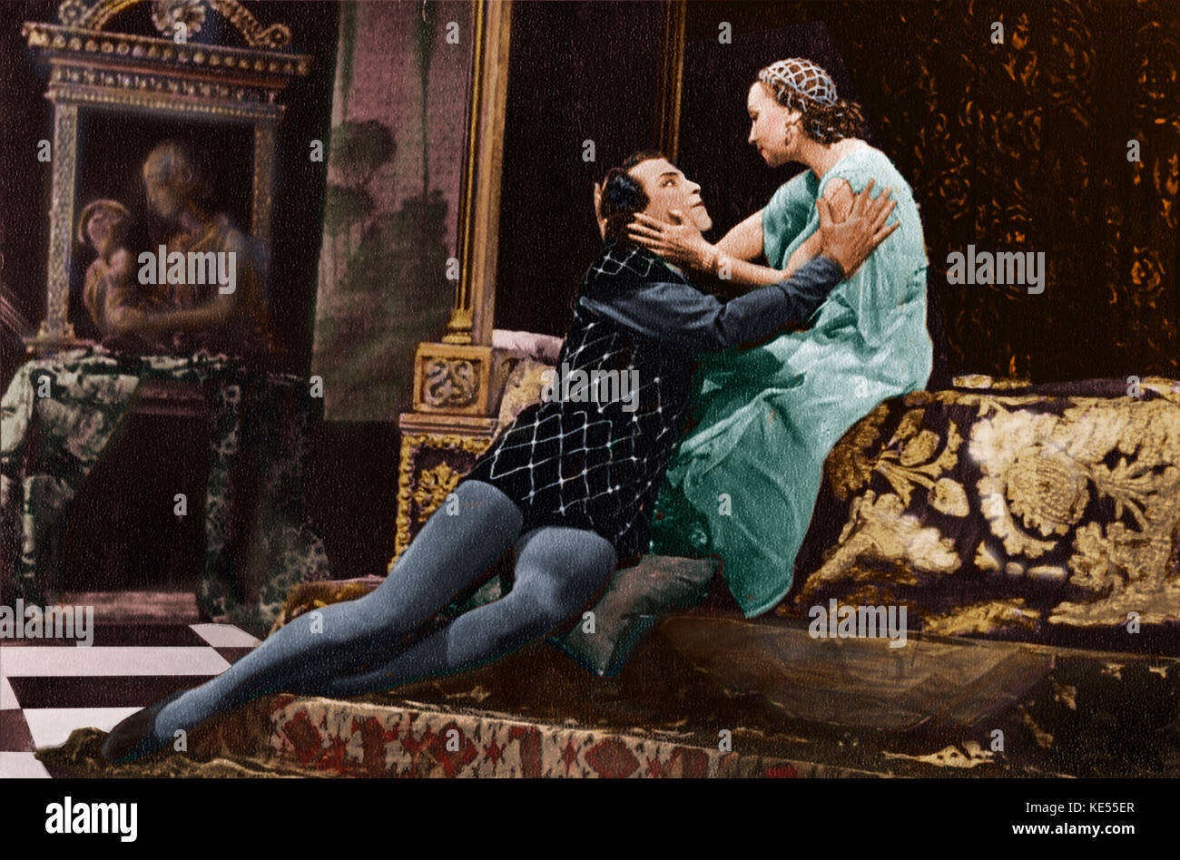 'Romeo and Juliet' :  Ballet by Sergei Prokofiev based on William Shakespeare's play 'Romeo and Juliet'. Galina Ulanova and Yuri Zhdanov as Romeo and Juliet     GU: 8 January 1910 - 21 March 1998. Colourised version. SP Russian composer, 27 April 1891 - 5 March 1953. Stock Photo