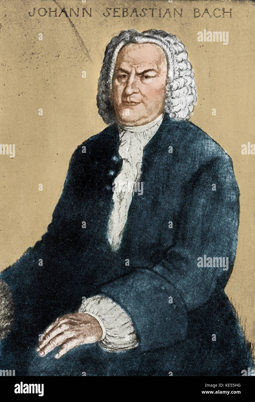 Johann Sebastian Bach, drawn by Emil Orlik.  German composer & organist, 21 March 1685 - 28 July 1750. EO: Czech artist, etcher and lithographer:  21 July 1870 – 28 September  1932. Colourised version. Stock Photo