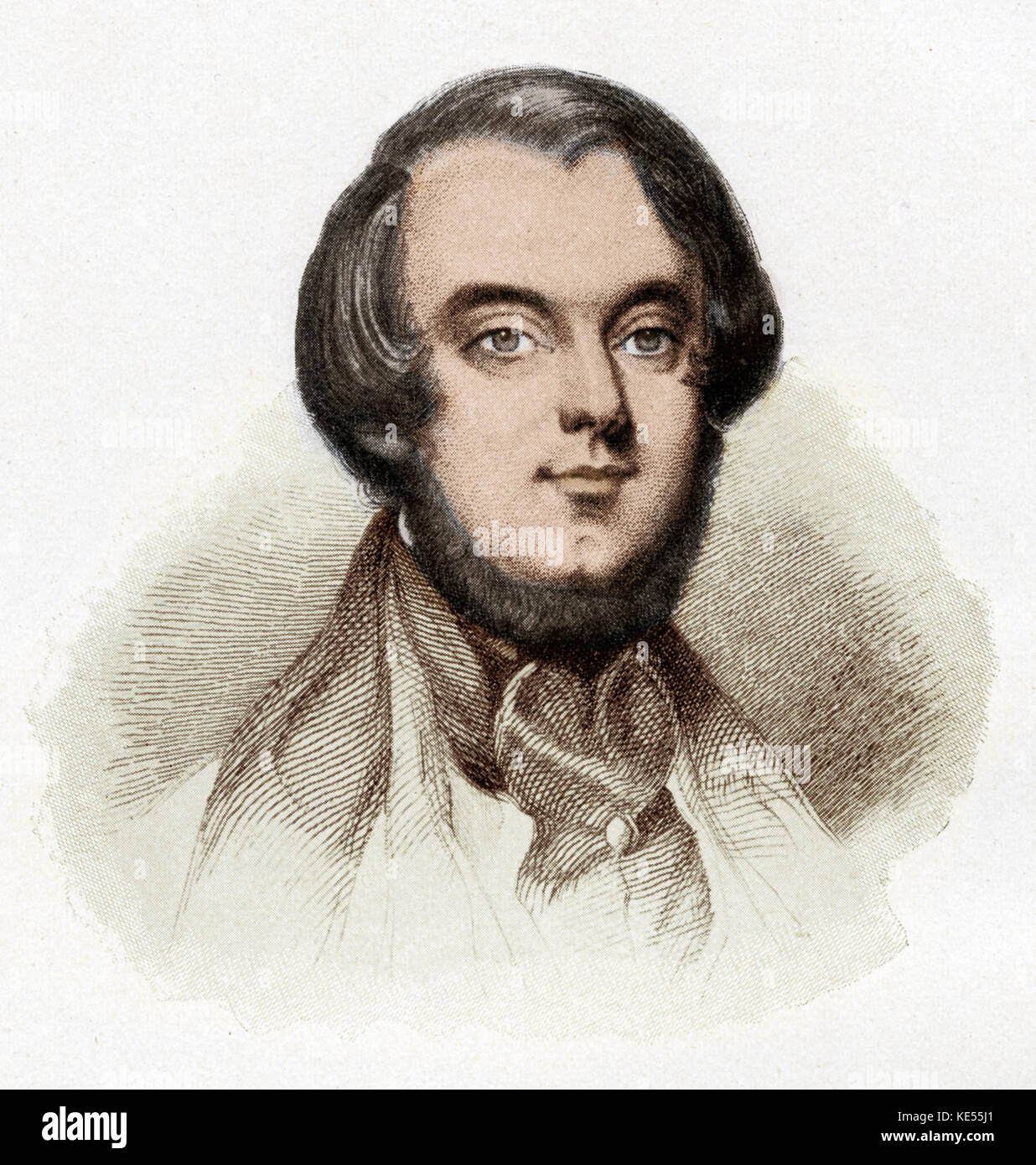 Michael William Balfe portrait. Irish Composer, 1808-1870. Colourised version. Stock Photo