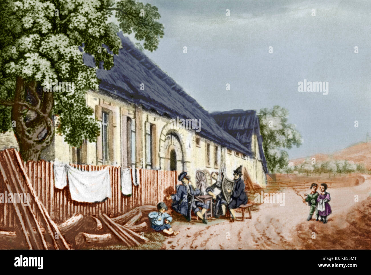 Franz Joseph Haydn - birth house in Rohrau, Austria. Austrian composer, 31 March 1732 - 31 May 1809. Colourised version. Stock Photo