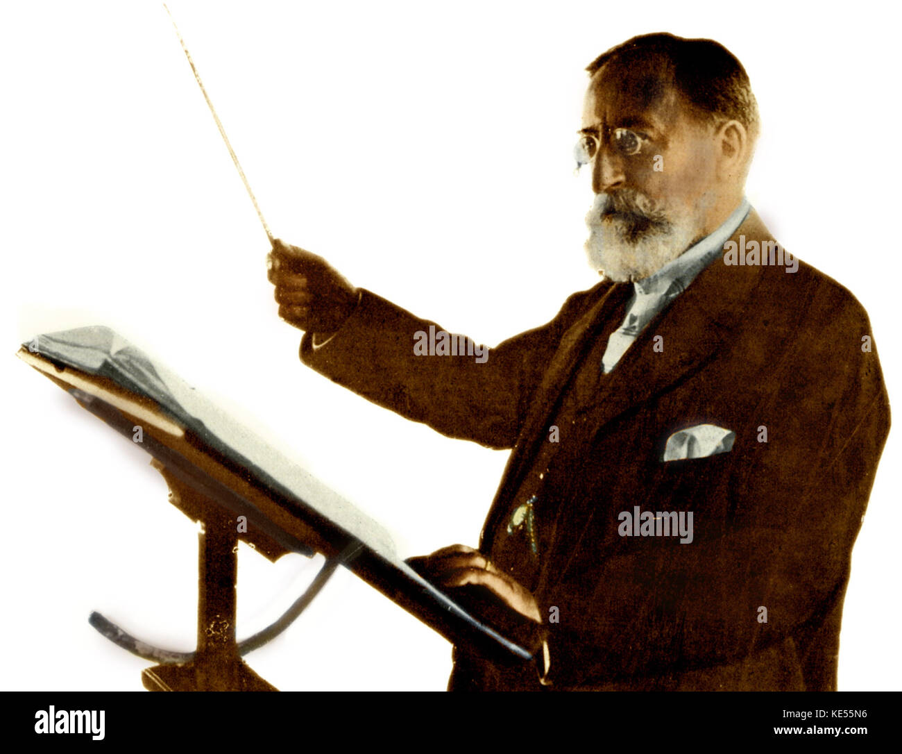 Camille Saint-Saens conducting. French composer 1835-1921