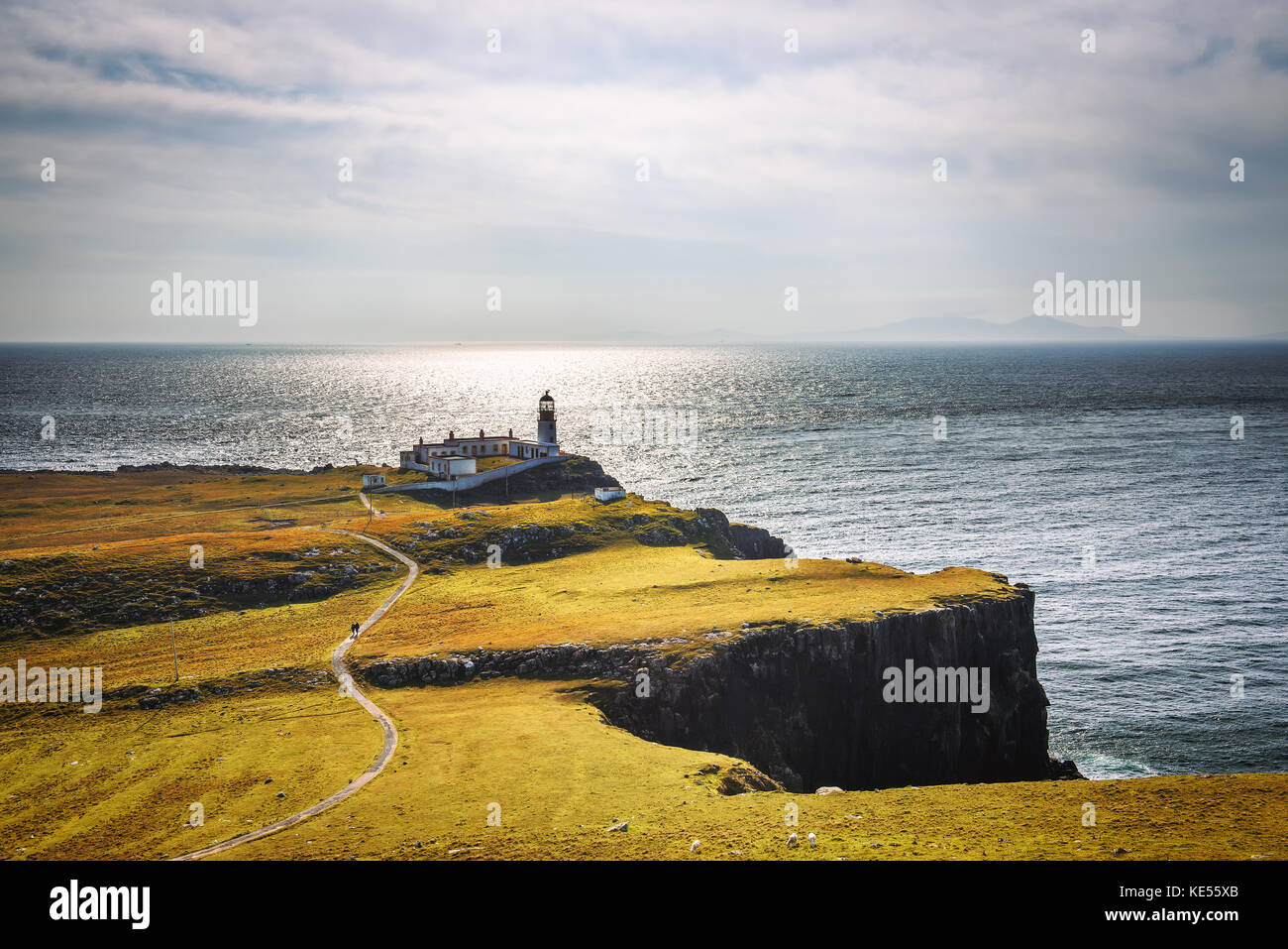 Neist Point lighthouse at Isle of Skye in Scotland Stock Photo
