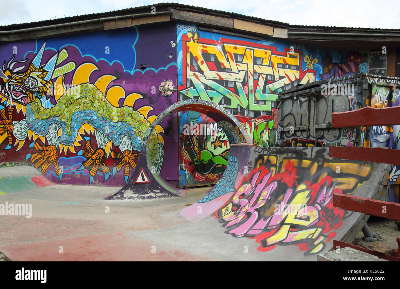 skateboard park in the free state of christiania in copenhagen Stock