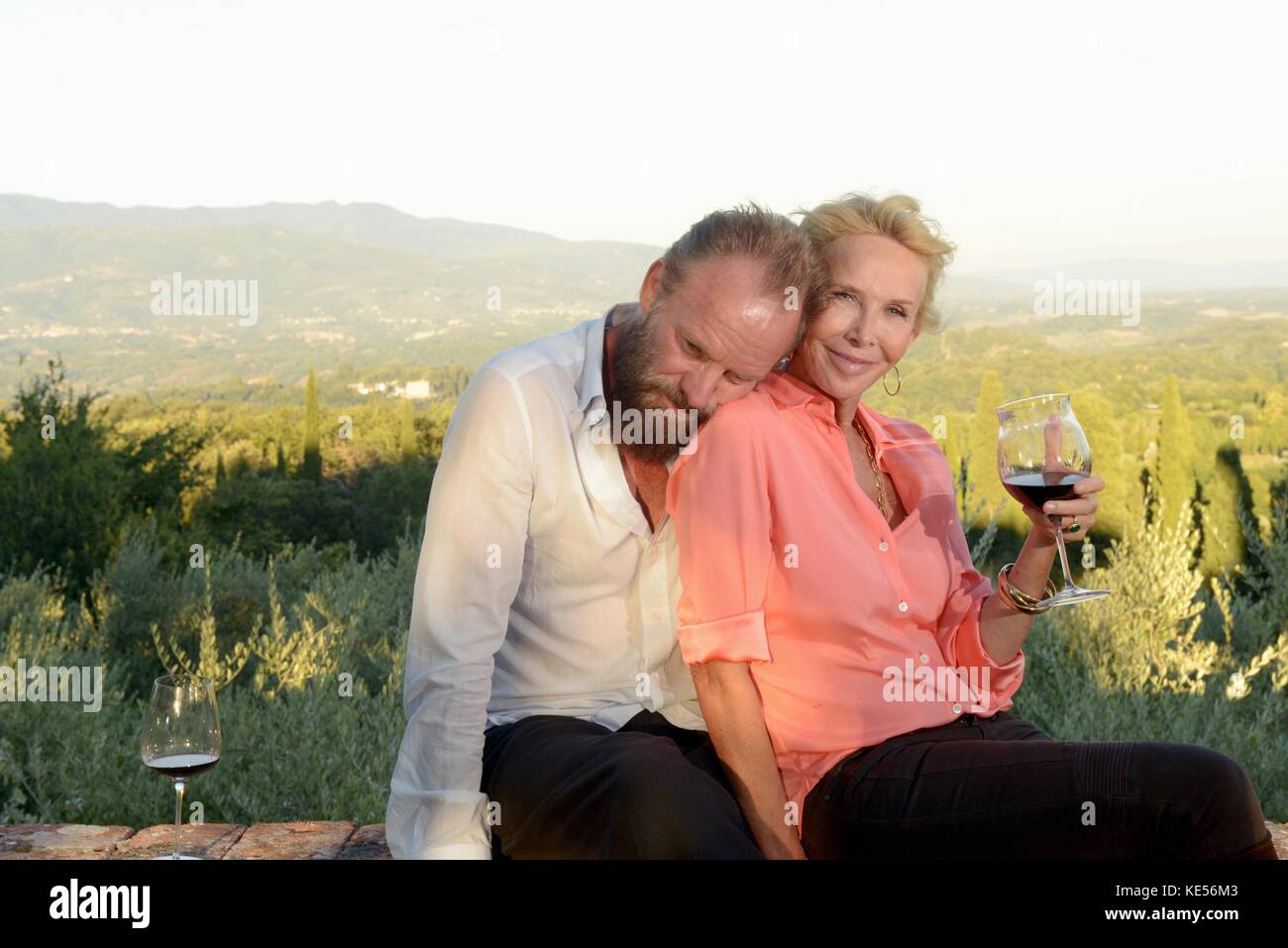 Sting with his wife Trudie in their property winery Villa Il Palagio