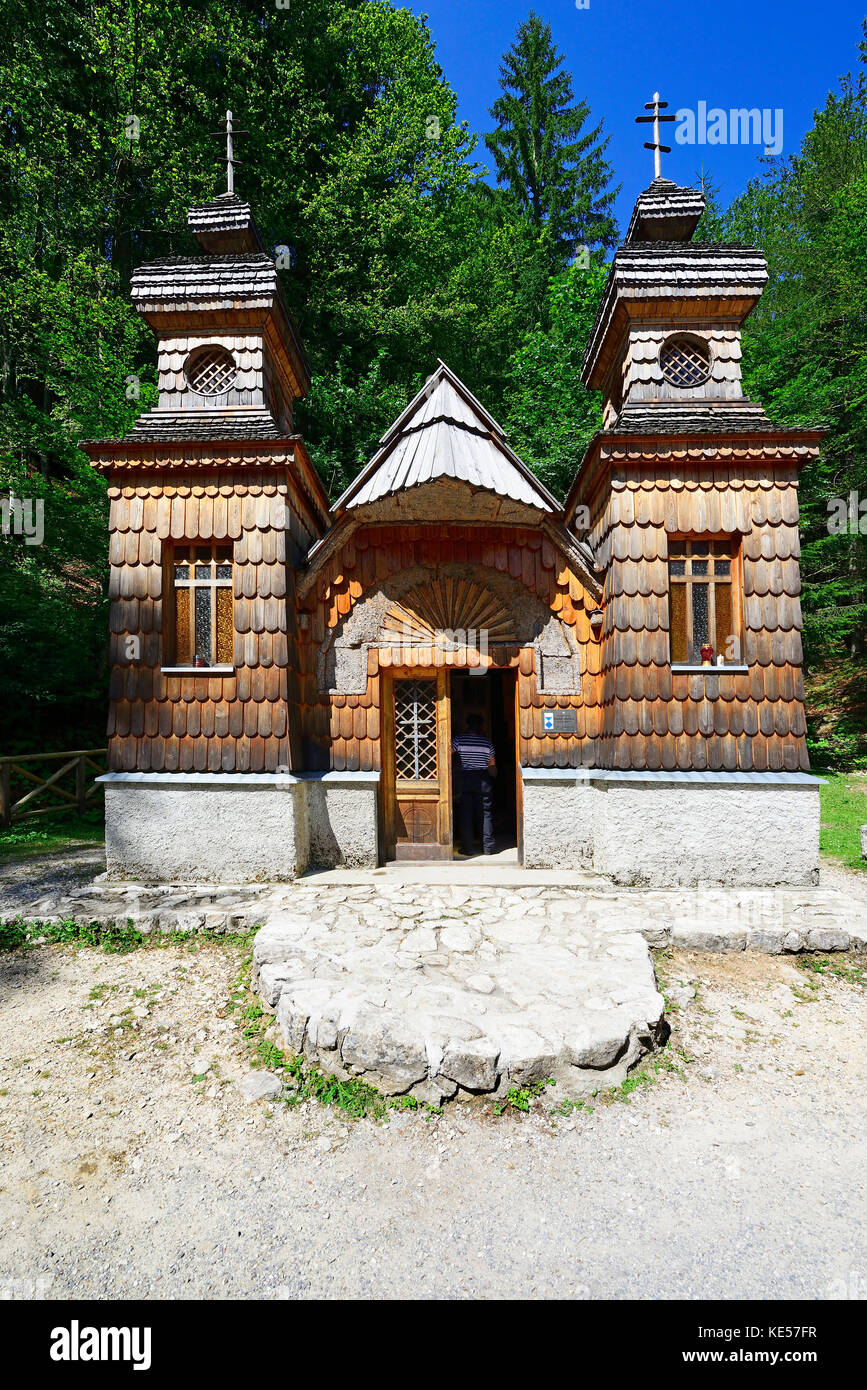 Russian chapel on the Vrsic Pass, Kranjska Gora, Slovenia Stock Photo