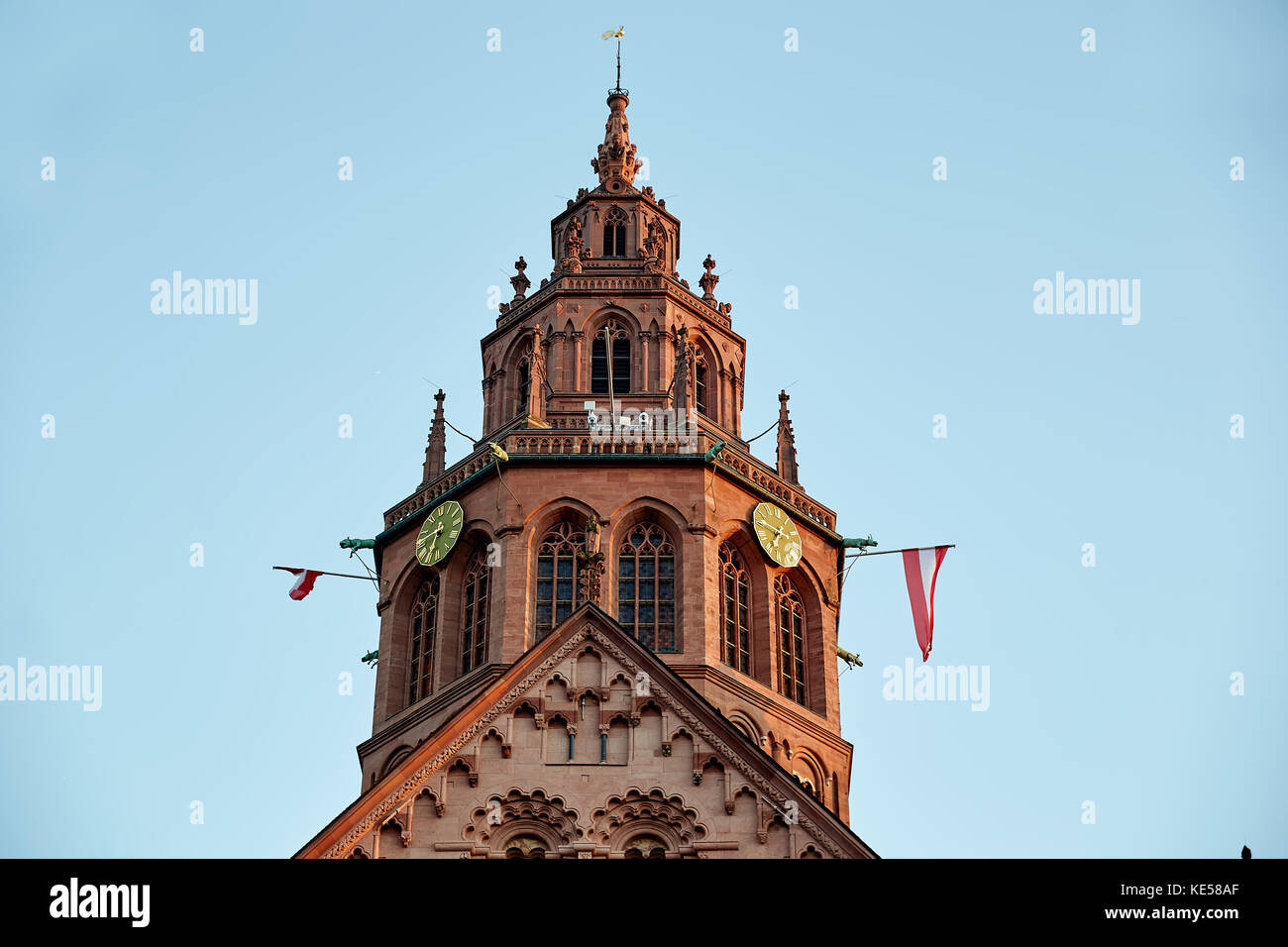 Tower of Cathedral St. Martin, Mainz, Rhineland-Palatinate, Germany Stock Photo