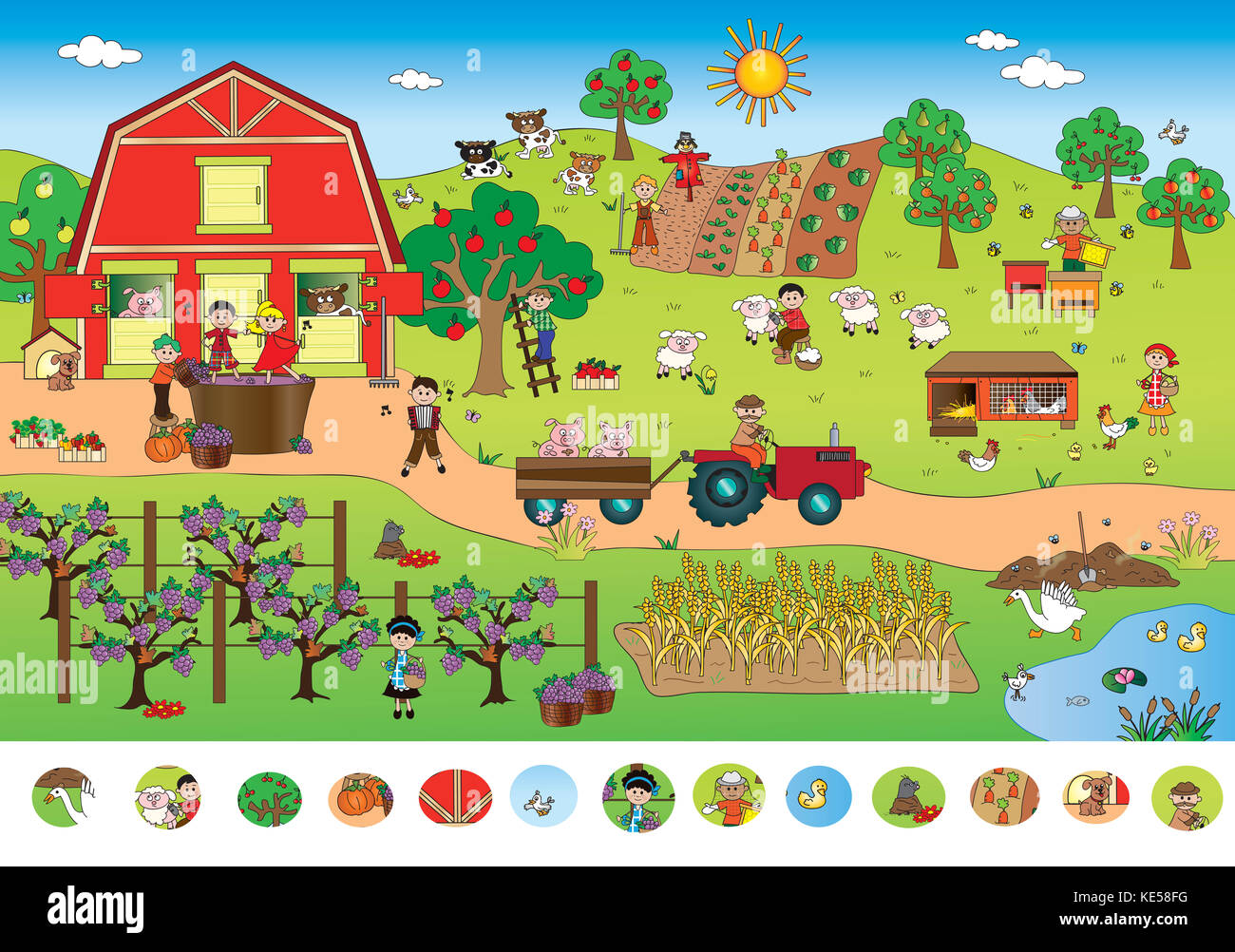 game for children: visual game of farm landscape Stock Photo - Alamy