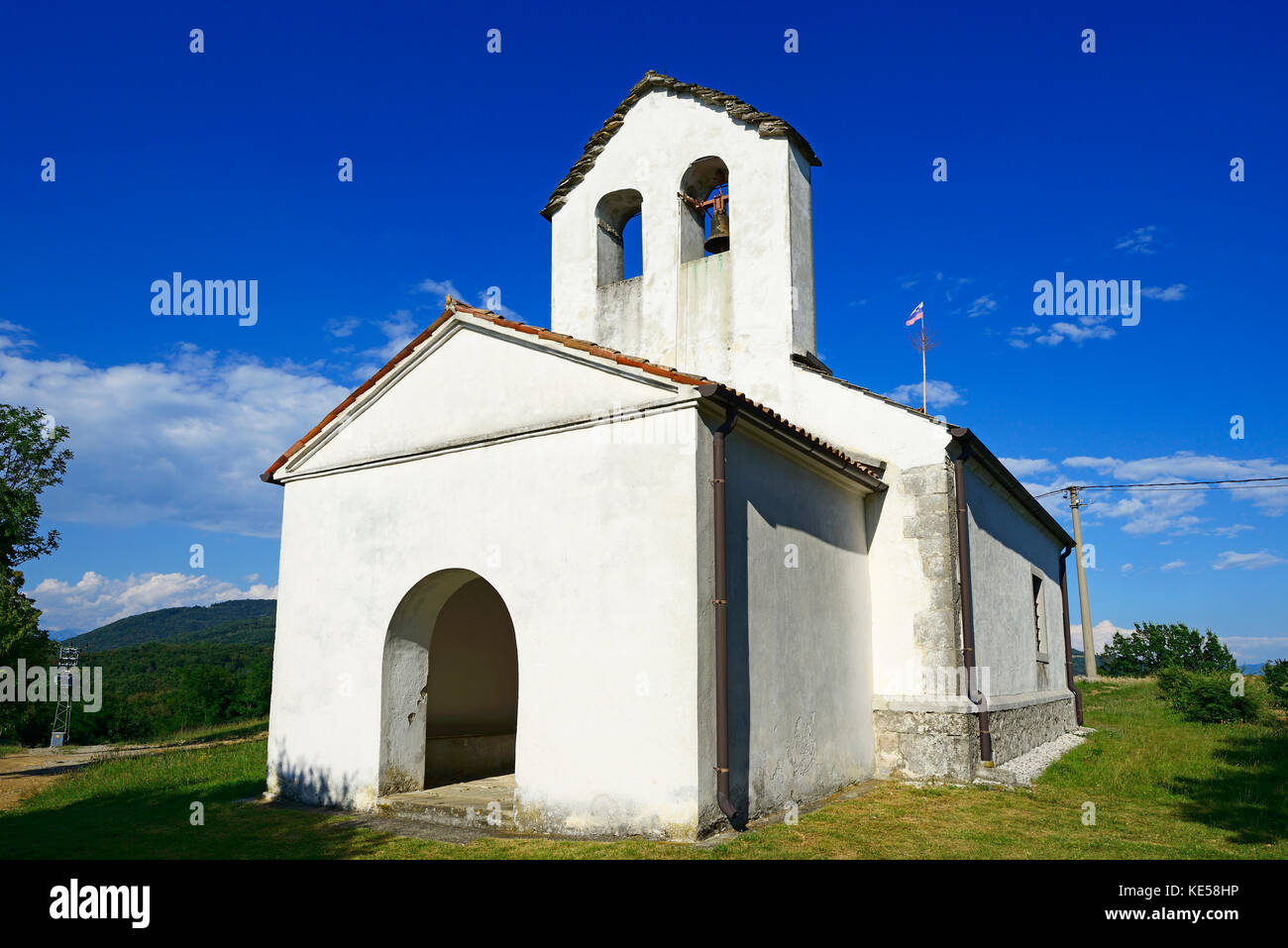 Church of St. Andrew, Vrhovlje, Brda, Slovenia Stock Photo