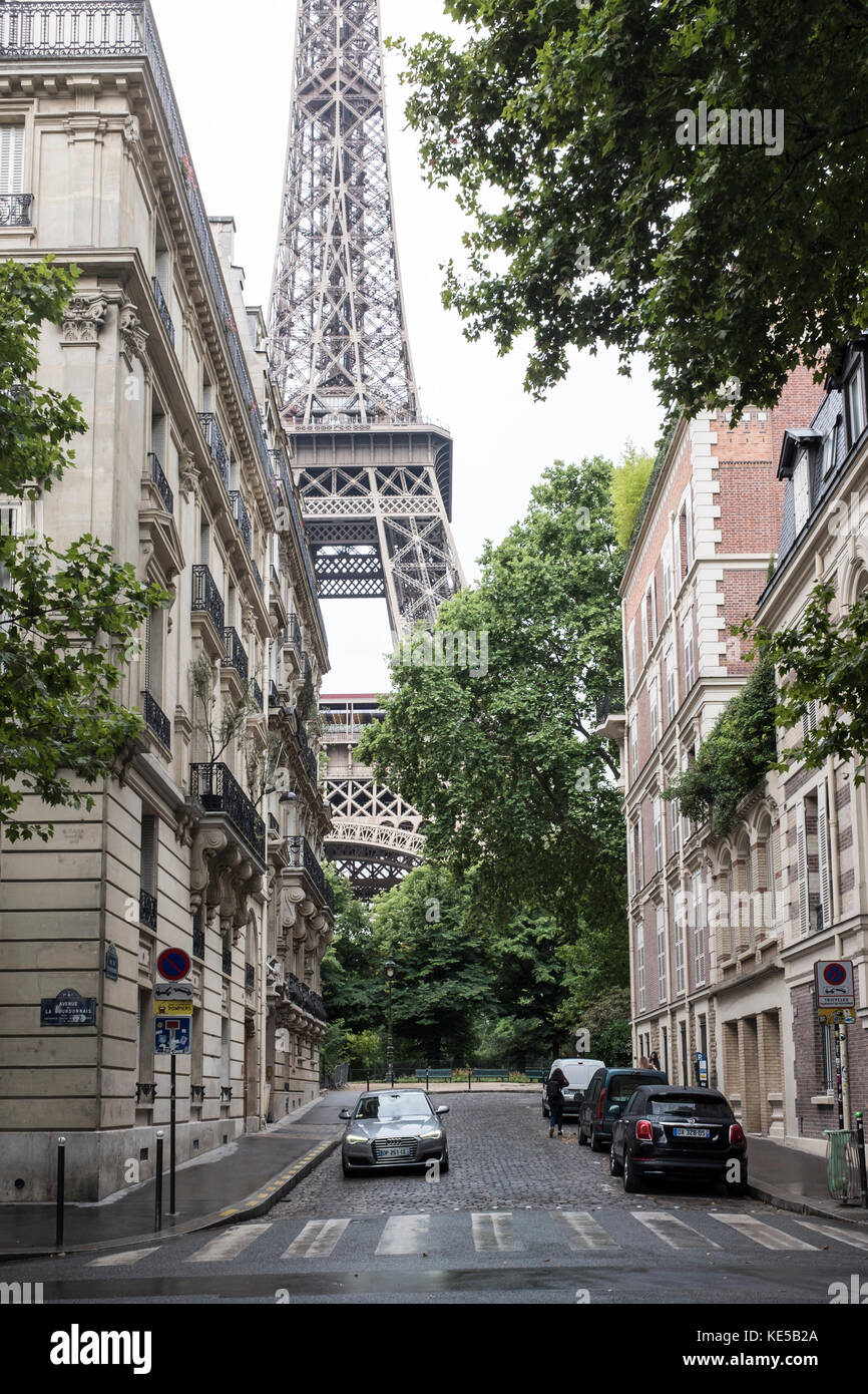 A view of the Eiffel Tower in Paris, France Stock Photo