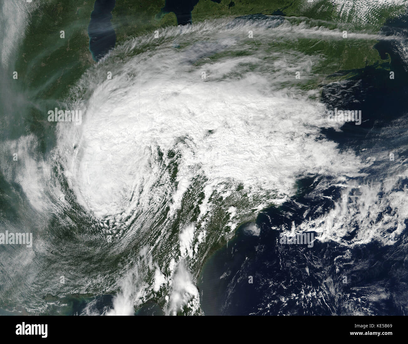 September 1, 2017 - Satellite view of Post-Tropical Cyclone Harvey over southcentral United States. Stock Photo